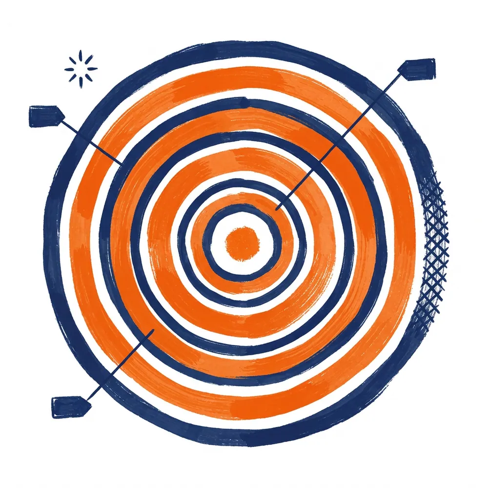 An oak tree cross-section showing four concentric growth rings with small specimen tags
