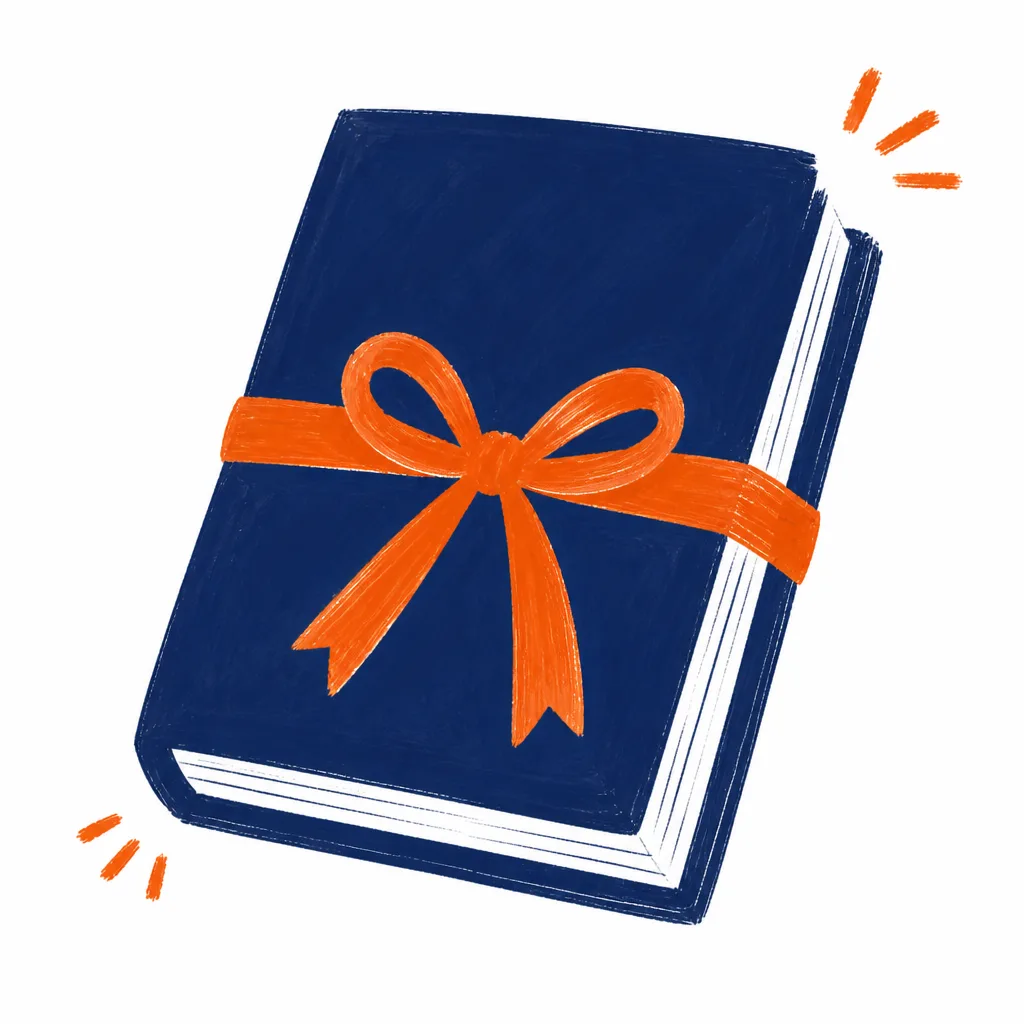 A navy committee packet already tied shut with an orange ribbon