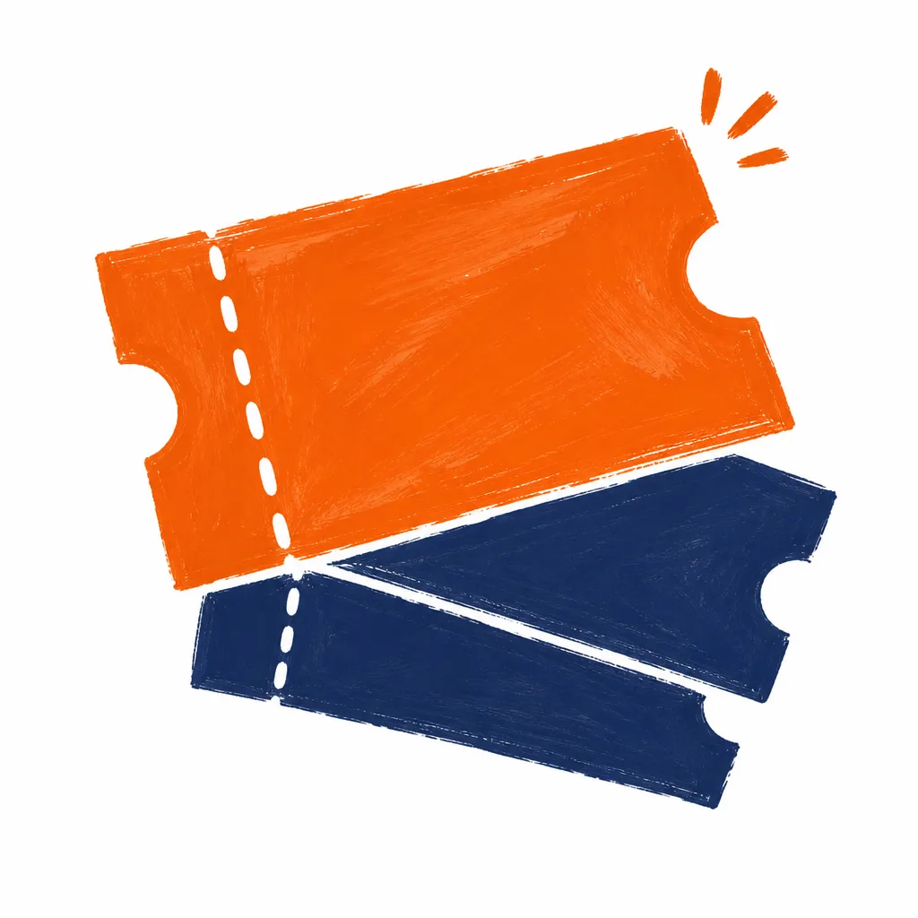 Ranked tickets, orange on top of navy, already counting